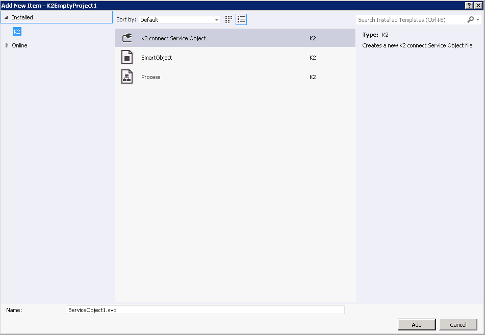 K2 Service Object Template